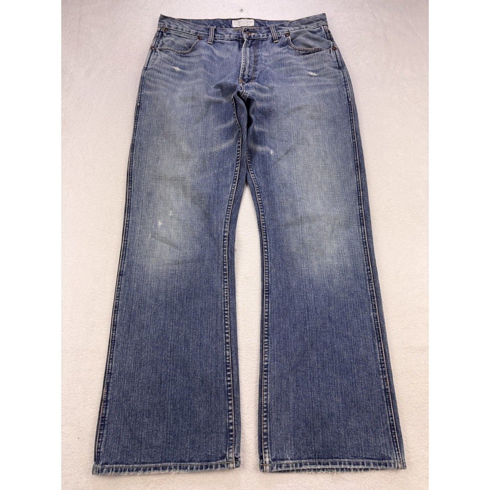 VTG American Eagle Jeans Men 34x32 Blue Bootcut Distress Whisker Denim 90's Y2K